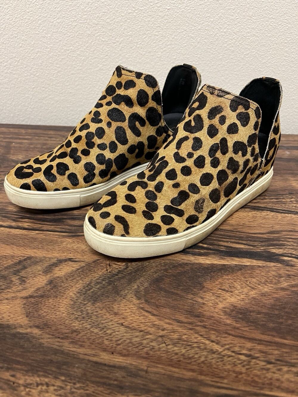 Steven by Steve Madden Leopard Calf Hair Slip-On Sneakers Sz 8 Animal Print